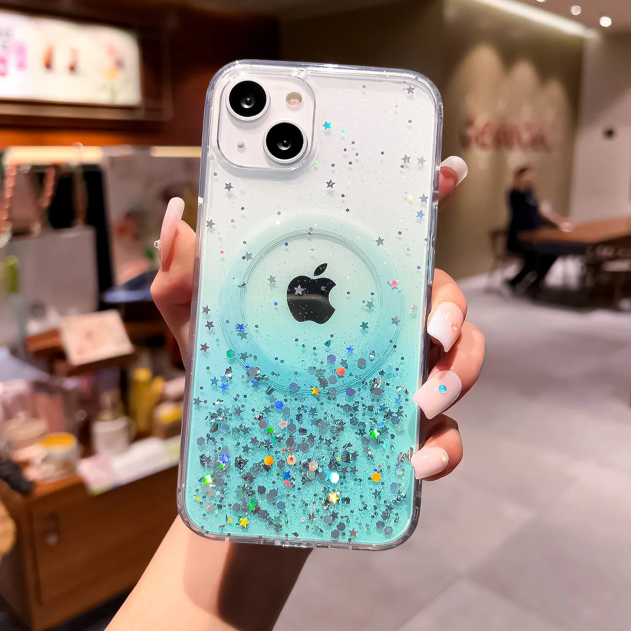 Gradient Glitter Sequins Case – MagSafe Compatible Glitter Cover for iPhone 16/15/14/13/12/11 Series