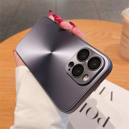 Luxury Laser Aurora iPhone Case – Matte CD Pattern Shockproof Armor Cover (iPhone 12–16)
