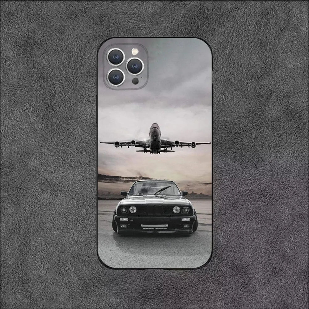 BMW E30 Classic Series Phone Case – Soft Silicone Shockproof Cover for iPhone 12–16 Pro Max