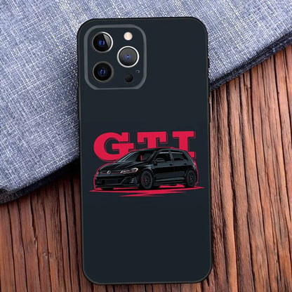 Golf MK1 GTI Car-Inspired Soft Black Case – Compatible with iPhone 11 to 16 Series