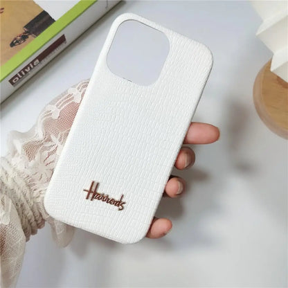 Luxury Lizard Skin Leather iPhone Case – Elegant Hard Shell Cover for iPhone 12 to 16 Pro Max