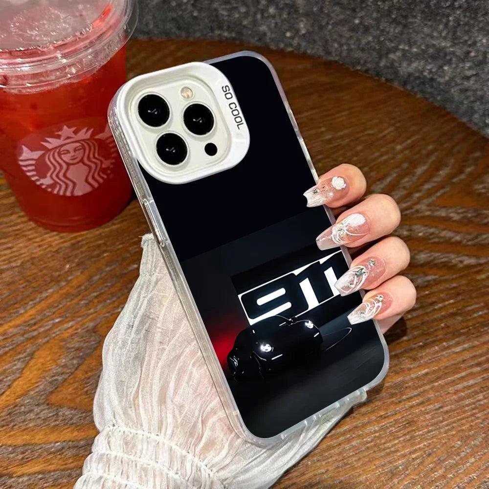 Porsche 911-Inspired Silver iPhone Case – Shockproof Car Design Cover for iPhone 12 to 16 Pro Max