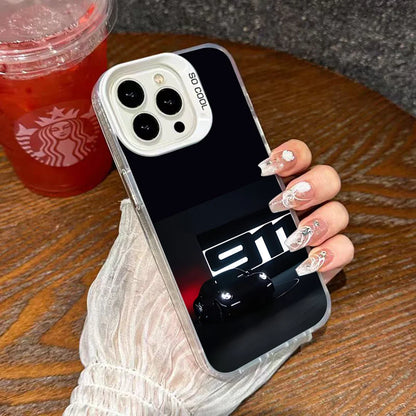 Porsche 911-Inspired Silver iPhone Case – Shockproof Car Design Cover for iPhone 12 to 16 Pro Max
