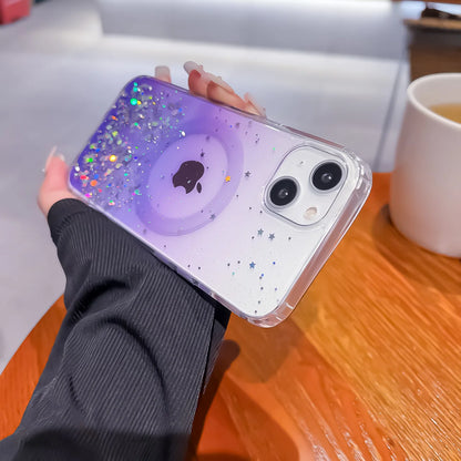 Gradient Glitter Sequins Case – MagSafe Compatible Glitter Cover for iPhone 16/15/14/13/12/11 Series