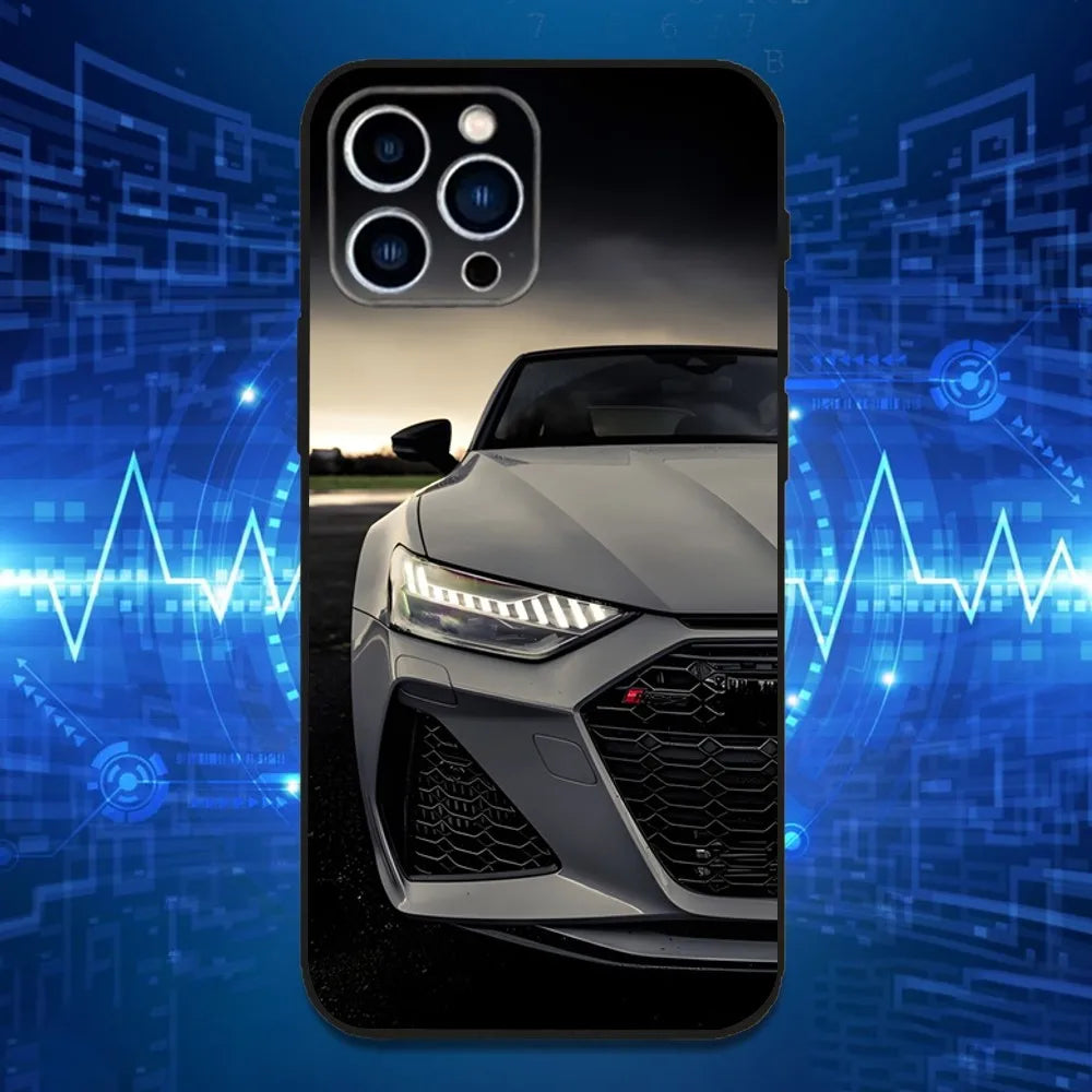 Audi RS6 Sports Car iPhone Case – Soft Silicone Black Cover for iPhone 12 to 16
