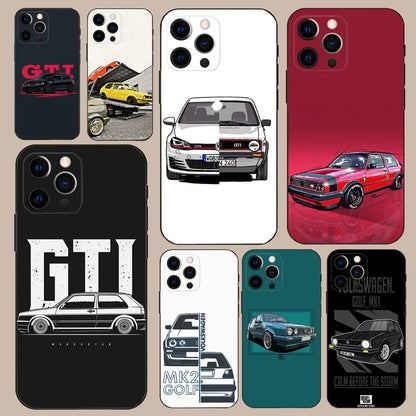 Golf MK1 GTI Car-Inspired Soft Black Case – Compatible with iPhone 11 to 16 Series