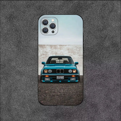BMW E30 Classic Series Phone Case – Soft Silicone Shockproof Cover for iPhone 12–16 Pro Max