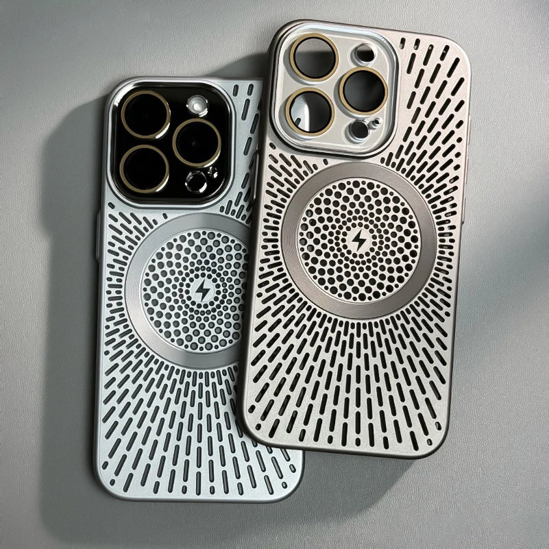 Ultra Slim Heat-Dissipating iPhone Case – Magnetic Magsafe Cover with Breathable Mesh Design (iPhone 12–16)