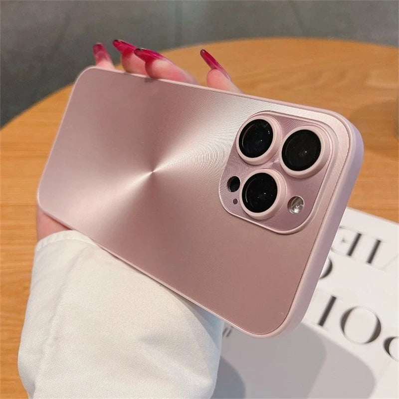 Luxury Laser Aurora iPhone Case – Matte CD Pattern Shockproof Armor Cover (iPhone 12–16)