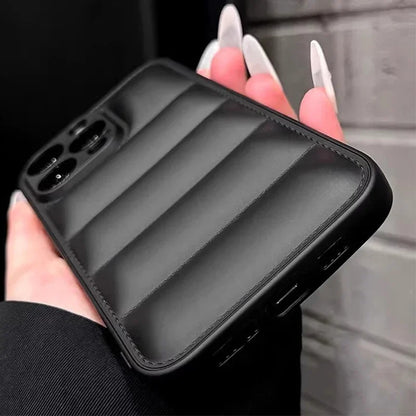 Puffer Jacket iPhone Case – Colorful Shockproof Soft Silicone Cover for iPhone 12–16 Pro Max