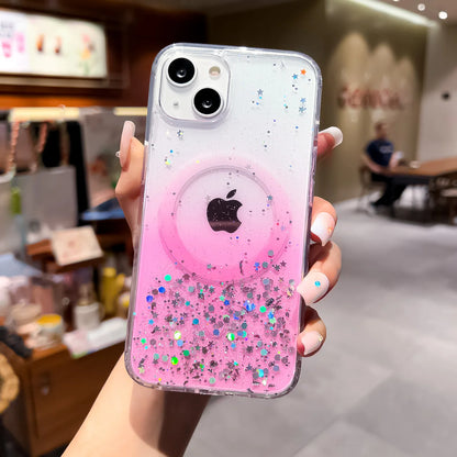 Gradient Glitter Sequins Case – MagSafe Compatible Glitter Cover for iPhone 16/15/14/13/12/11 Series