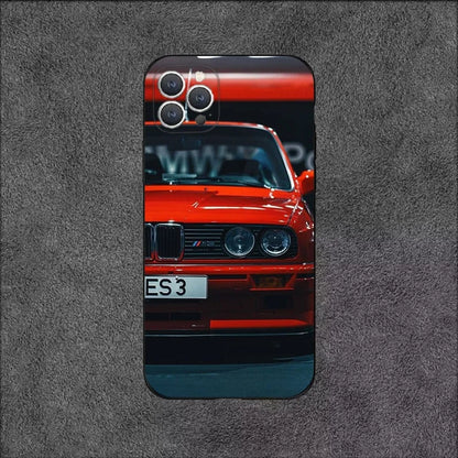 BMW E30 Classic Series Phone Case – Soft Silicone Shockproof Cover for iPhone 12–16 Pro Max