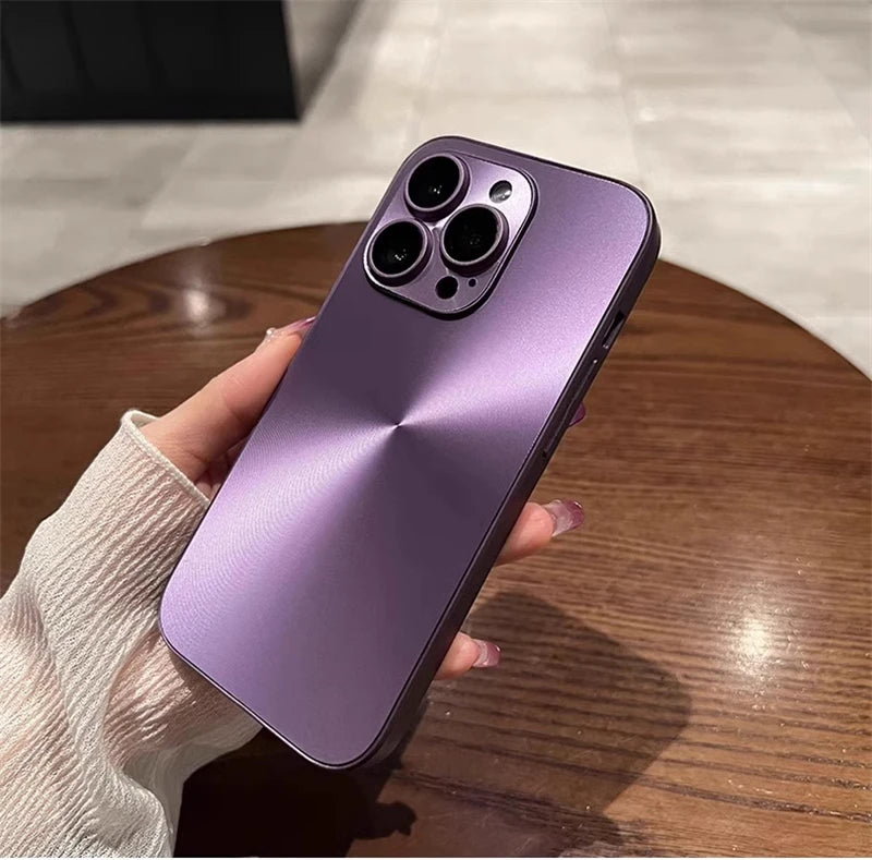 Luxury Laser Aurora iPhone Case – Matte CD Pattern Shockproof Armor Cover (iPhone 12–16)