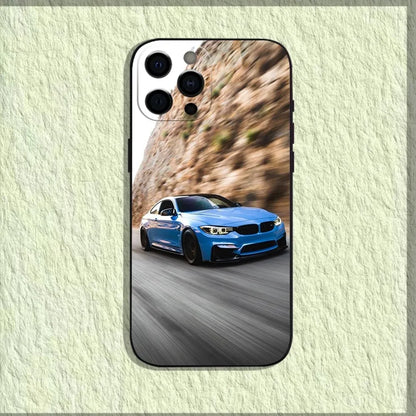 Red Sport BMW-Inspired iPhone Case – Soft Black Shockproof Cover for iPhone 11–16 Series