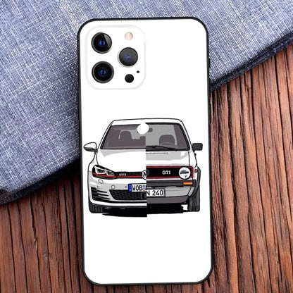 Golf MK1 GTI Car-Inspired Soft Black Case – Compatible with iPhone 11 to 16 Series