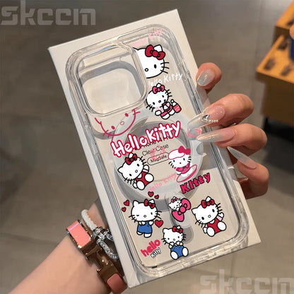 Hello Kitty BowKnot Clear iPhone Case – Magsafe-Ready Hard Cover for iPhone 12 to 16 Pro Max
