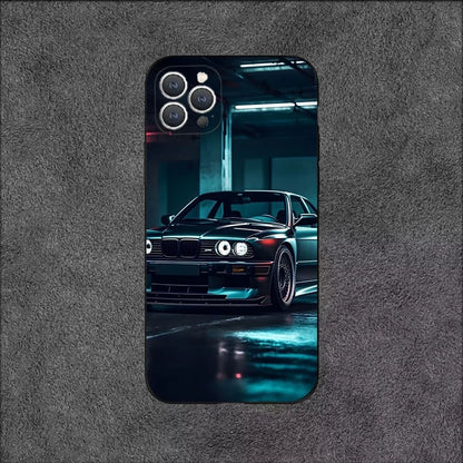 BMW E30 Classic Series Phone Case – Soft Silicone Shockproof Cover for iPhone 12–16 Pro Max