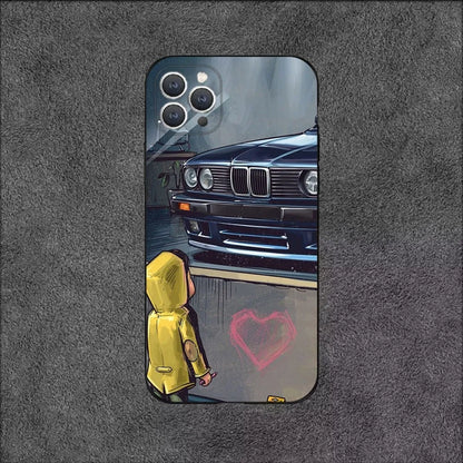 BMW E30 Classic Series Phone Case – Soft Silicone Shockproof Cover for iPhone 12–16 Pro Max
