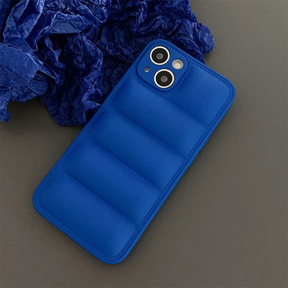 Puffer Jacket iPhone Case – Colorful Shockproof Soft Silicone Cover for iPhone 12–16 Pro Max