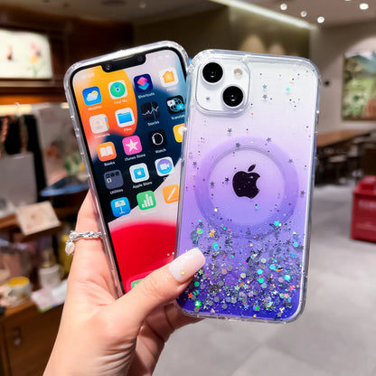 Gradient Glitter Sequins Case – MagSafe Compatible Glitter Cover for iPhone 16/15/14/13/12/11 Series