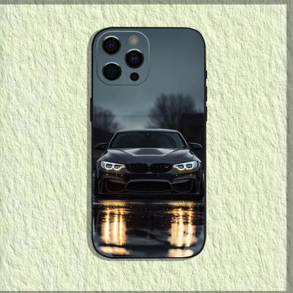 Red Sport BMW-Inspired iPhone Case – Soft Black Shockproof Cover for iPhone 11–16 Series