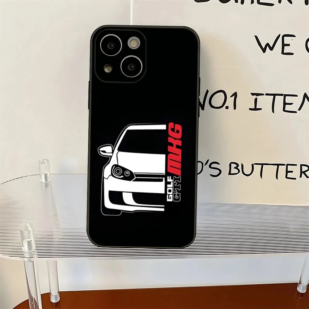 Golf MK1 GTI Vintage iPhone Case – Shockproof Soft Silicone Cover for iPhone 12 to 16