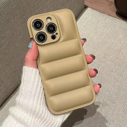 Puffer Jacket iPhone Case – Colorful Shockproof Soft Silicone Cover for iPhone 12–16 Pro Max