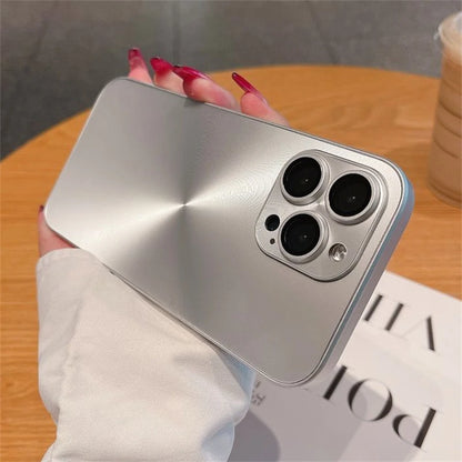 Luxury Laser Aurora iPhone Case – Matte CD Pattern Shockproof Armor Cover (iPhone 12–16)
