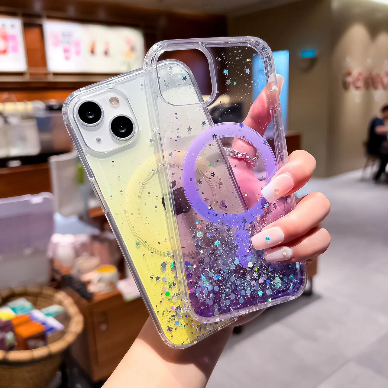 Gradient Glitter Sequins Case – MagSafe Compatible Glitter Cover for iPhone 16/15/14/13/12/11 Series