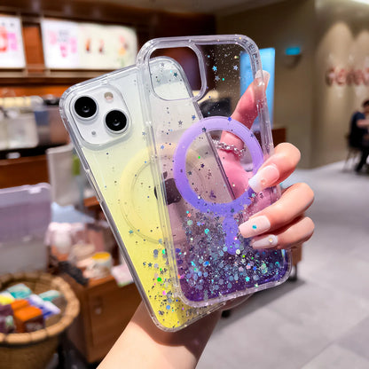 Gradient Glitter Sequins Case – MagSafe Compatible Glitter Cover for iPhone 16/15/14/13/12/11 Series