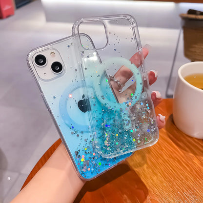 Gradient Glitter Sequins Case – MagSafe Compatible Glitter Cover for iPhone 16/15/14/13/12/11 Series