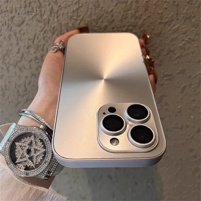 Luxury Laser Aurora iPhone Case – Matte CD Pattern Shockproof Armor Cover (iPhone 12–16)