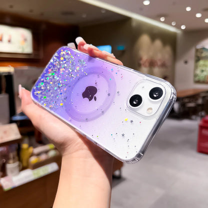 Gradient Glitter Sequins Case – MagSafe Compatible Glitter Cover for iPhone 16/15/14/13/12/11 Series