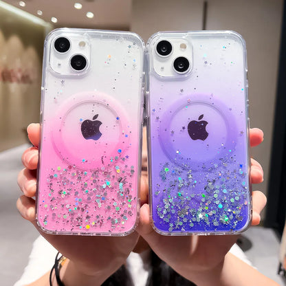 Gradient Glitter Sequins Case – MagSafe Compatible Glitter Cover for iPhone 16/15/14/13/12/11 Series