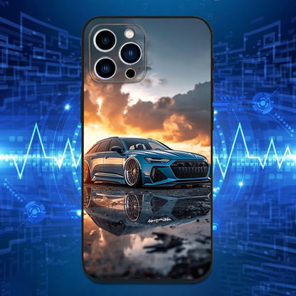 Audi RS6 Sports Car iPhone Case – Soft Silicone Black Cover for iPhone 12 to 16