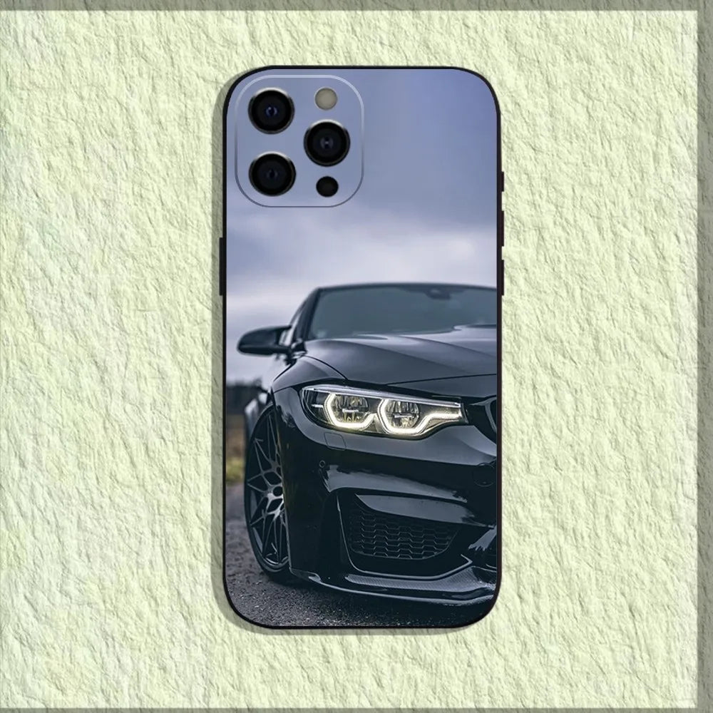 Red Sport BMW-Inspired iPhone Case – Soft Black Shockproof Cover for iPhone 11–16 Series