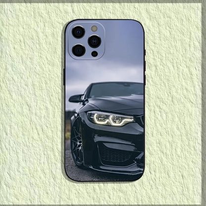 Red Sport BMW-Inspired iPhone Case – Soft Black Shockproof Cover for iPhone 11–16 Series