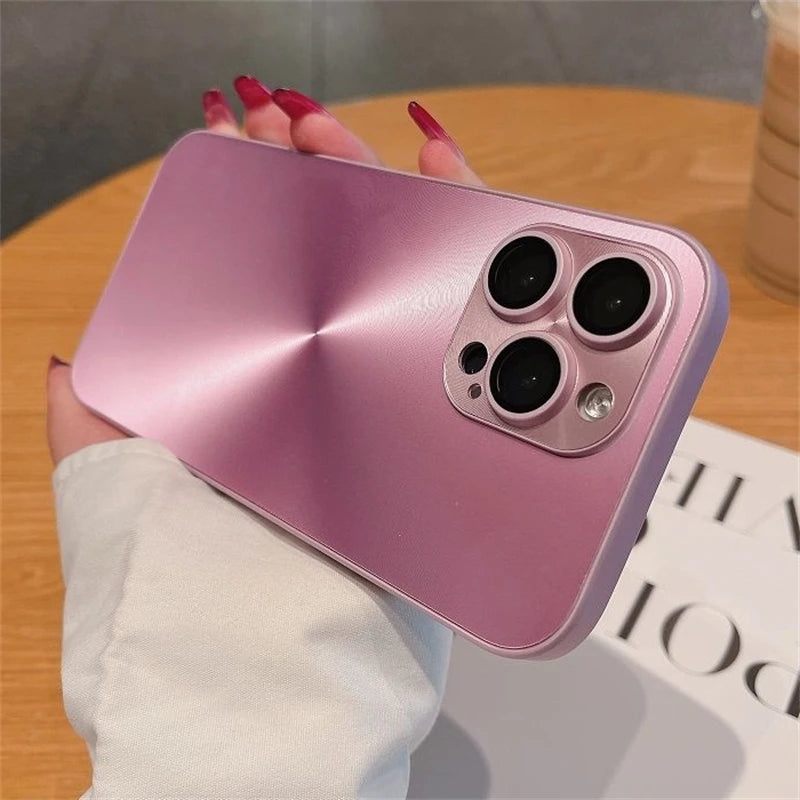 Luxury Laser Aurora iPhone Case – Matte CD Pattern Shockproof Armor Cover (iPhone 12–16)
