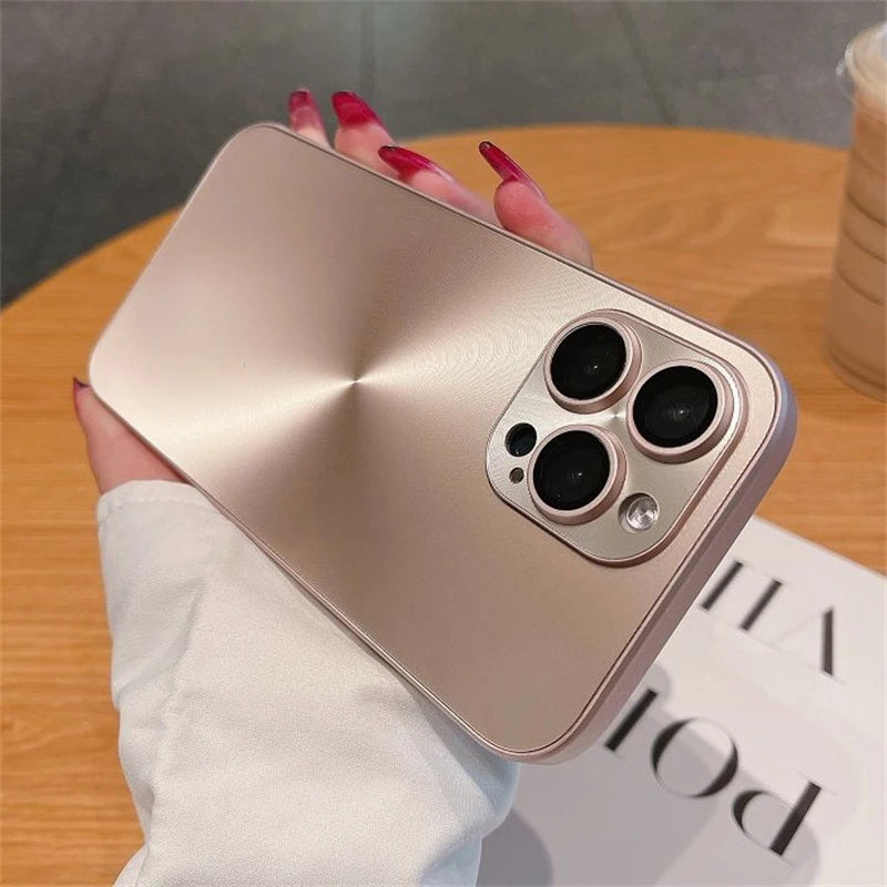 Luxury Laser Aurora iPhone Case – Matte CD Pattern Shockproof Armor Cover (iPhone 12–16)