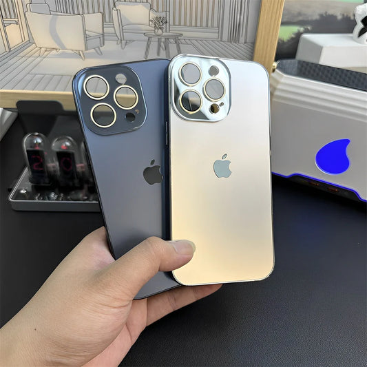 Satin Frosted Glass Case – For iPhone (11–16 Pro Max)