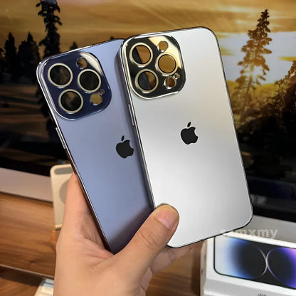 Satin Frosted Glass Case – For iPhone (11–16 Pro Max)