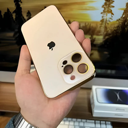 Satin Frosted Glass Case – For iPhone (11–16 Pro Max)
