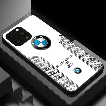 BMW Sport Luxury Phone Case for SAMSUNG – Carbon Fiber Glass Hard Cover