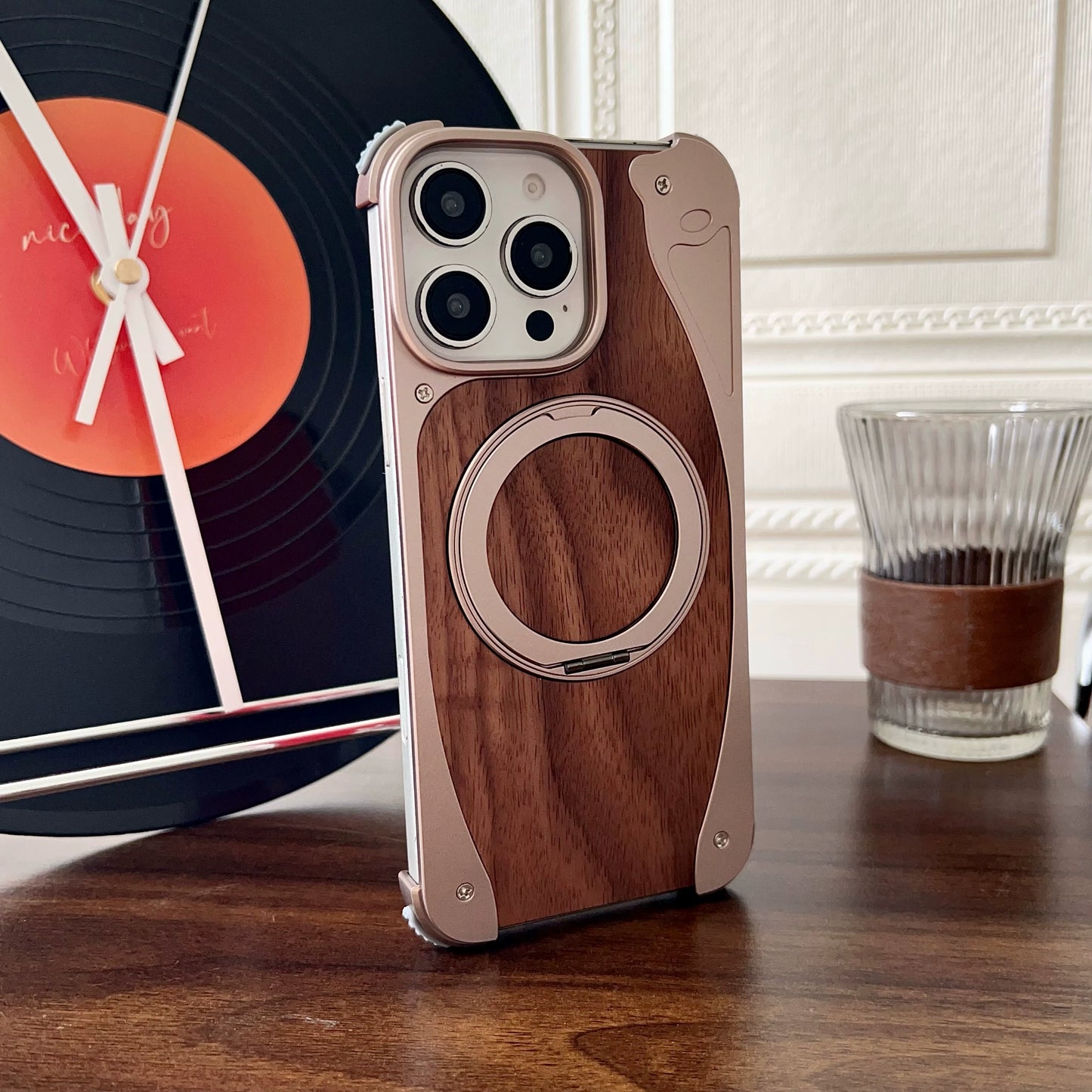 PulseCase™ WoodFrame Metal Case – MagSafe Stand Edition