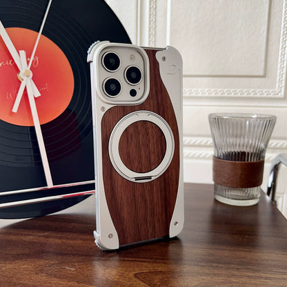 PulseCase™ WoodFrame Metal Case – MagSafe Stand Edition