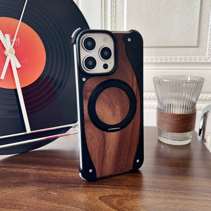 PulseCase™ WoodFrame Metal Case – MagSafe Stand Edition
