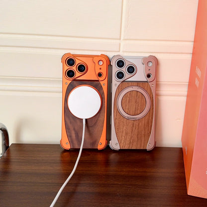 PulseCase™ WoodFrame Metal Case – MagSafe Stand Edition