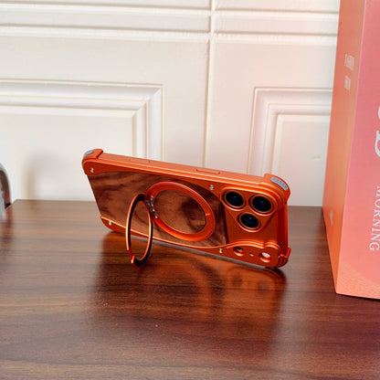 PulseCase™ WoodFrame Metal Case – MagSafe Stand Edition