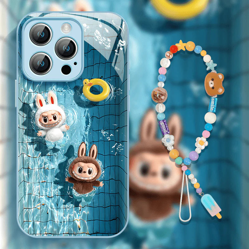 LABUBU™ Summer Pool Case + Kawaii Charm Strap