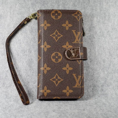 Luxury Wallet Flip iPhone Case with Zipper & Kickstand